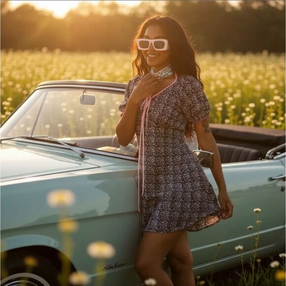 Love + Harmony Dreamers You Know Floral Dress w/ Pink Trim – Petal Pulse Edition - Picture 3 of 4